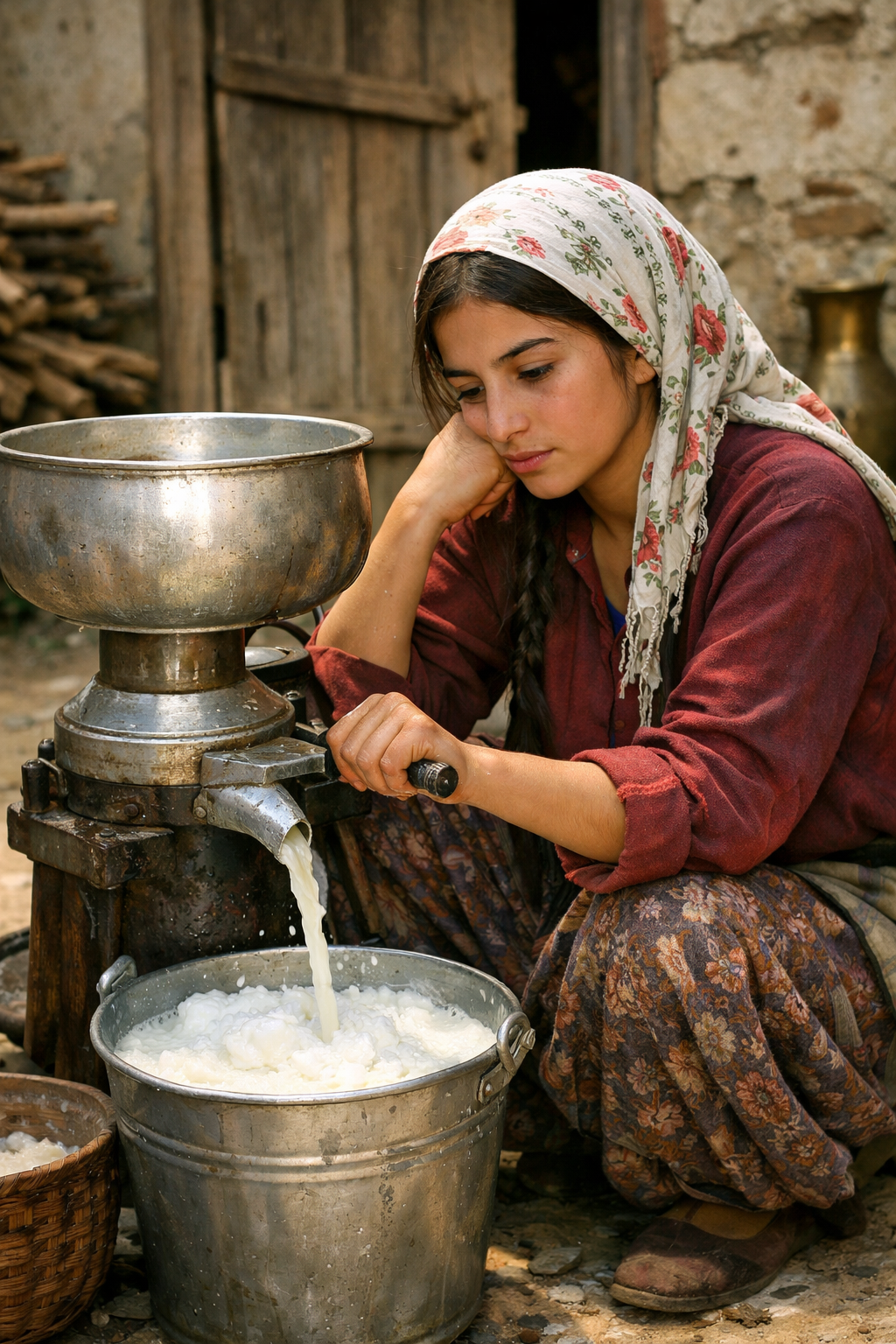 Nihayetinde çarkını çevirdikçe ayrıştıran tek bir şey vardı: Süt makinesi…